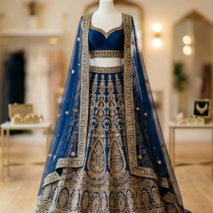 Deep Navy Draped Gown