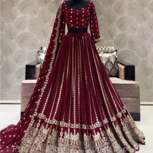 Maroon Embroidered Lehenga Set